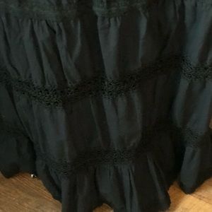 Maxi Skirt Black Cotton Lace Trim